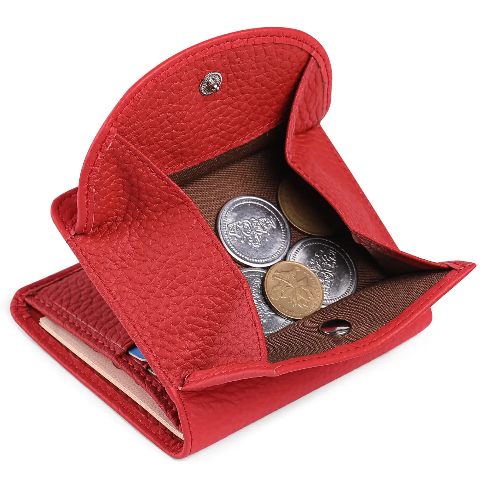 Damesportemonnee Korte tweevoudige vrije tijd Kleine portemonnee RFID Creditcardhouder Koeienhuid Mini-munt Ultradun zakje