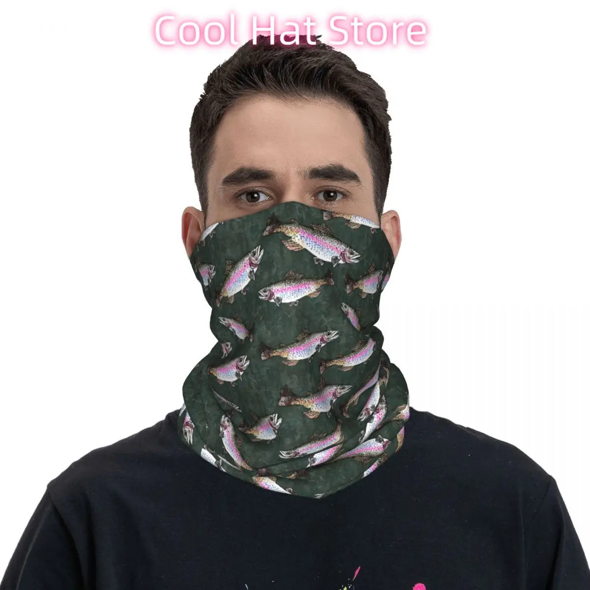 Rainbow Trout Fish Scarf Neckerchief Neck Face Mask Polyester