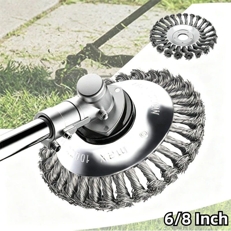 6/8/10 Inch Weed Brush Cutter Head Lawn Mower Universal Grass Trimmer Head Steel Wire Wheel Brush Disc Garden Trimmer Heads