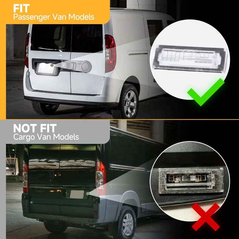 Led لوحة ترخيص ضوء ل 2015-2022 رام ProMaster مدينة الركاب فان نماذج السوبر مشرق 6500 كيلو زينون الأبيض خطأ مجاني Led الخلفية