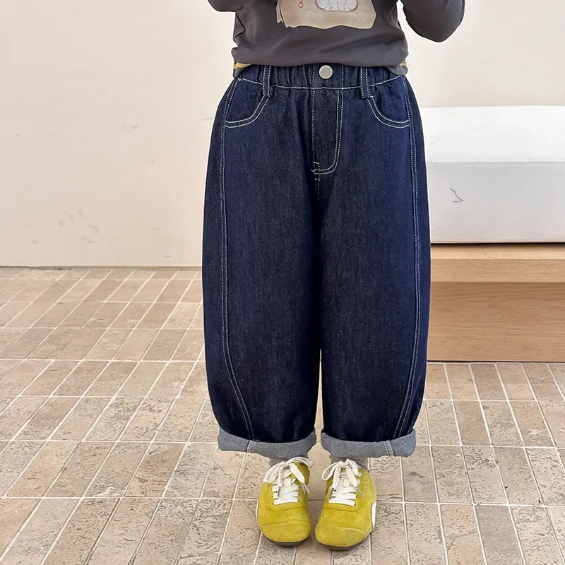 

Childrens Pants 2025 Autumn Korean Version Casual Jeans Versatile and Fashionable for Daily Temperament Wear
