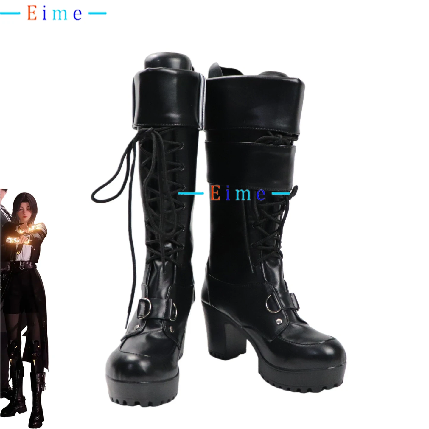 

Обувь для косплея «Любовь и глубокий косплей», женская обувь с ведущим персонажем, женский реквизит для косплея, обувь из искусственной кожи, вечерние сапоги на Хэллоуин, индивидуальный заказ