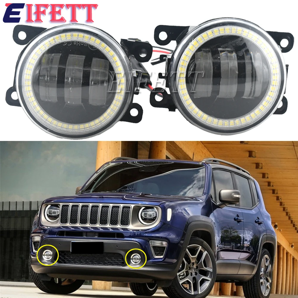 2 X Car LED Lens Fog Light H11 Front Fog Daytime Running Lamp Assembly For Jeep Renegade BU 2015 2016 2017 2018 2019 2020