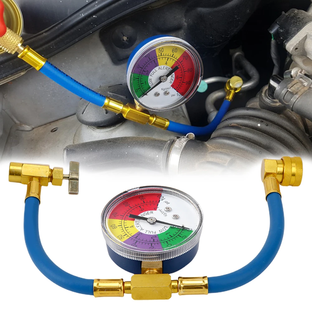 

R134A Air Conditioner Gas Charging Hose with Pressure Gauge AC Recharge Hose Refrigerant Gas Refill for Car Automobile