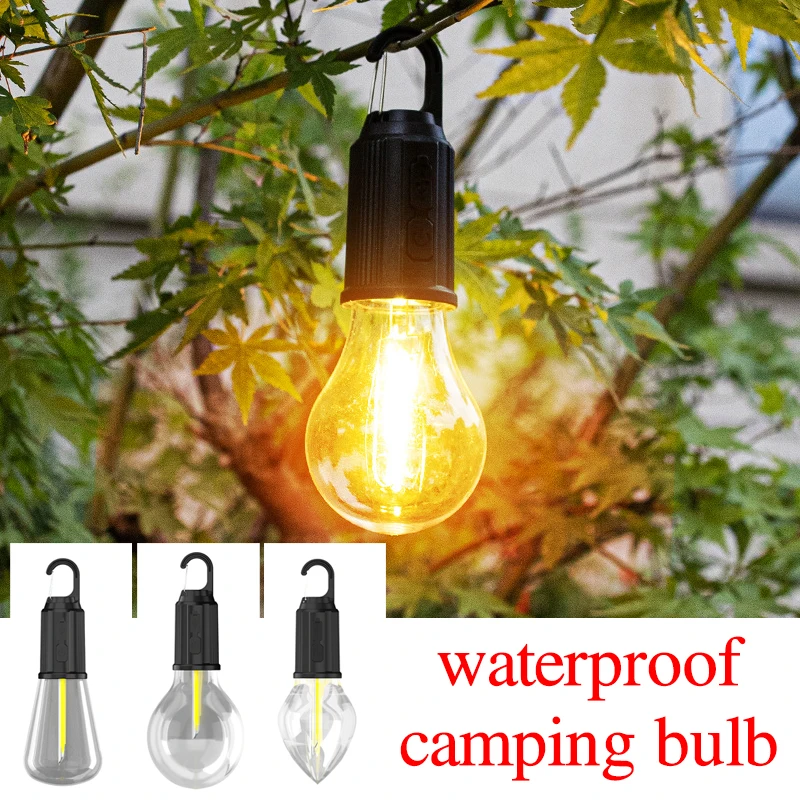 

USB Rechargeable Tungsten Light Portable Retro Camping Mini Tent Ambient Bulb Home Hook Night Lamp Outdoor Emergency Waterproof