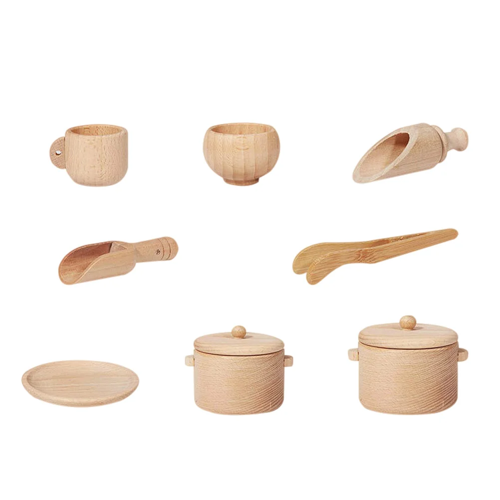 Wooden Tableware Set Kitchen Mini Tools Simulation Toys Hands-on Play House Children’s