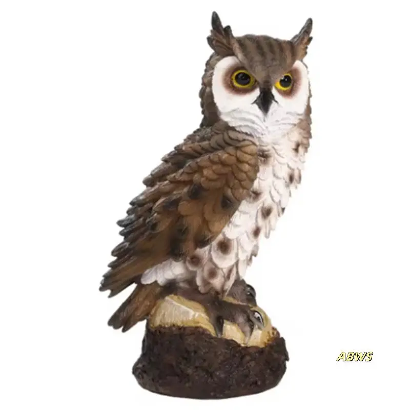 樹脂フクロウ像鳥の庭の彫刻アート置物装飾屋内/屋外芝生庭ポーチデスクトップ装飾品