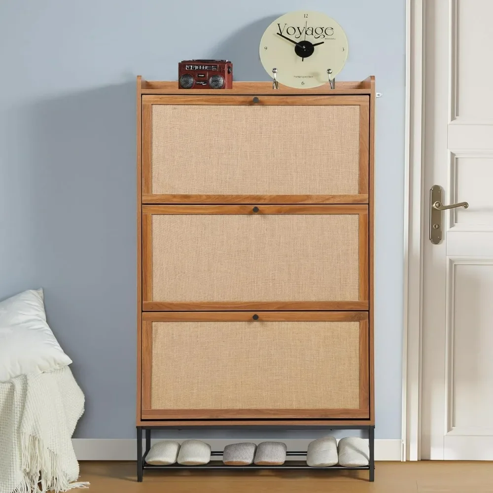 

Freestanding Wooden Shoe Storage Cabinet with 3 Drawers for Entryway Organization