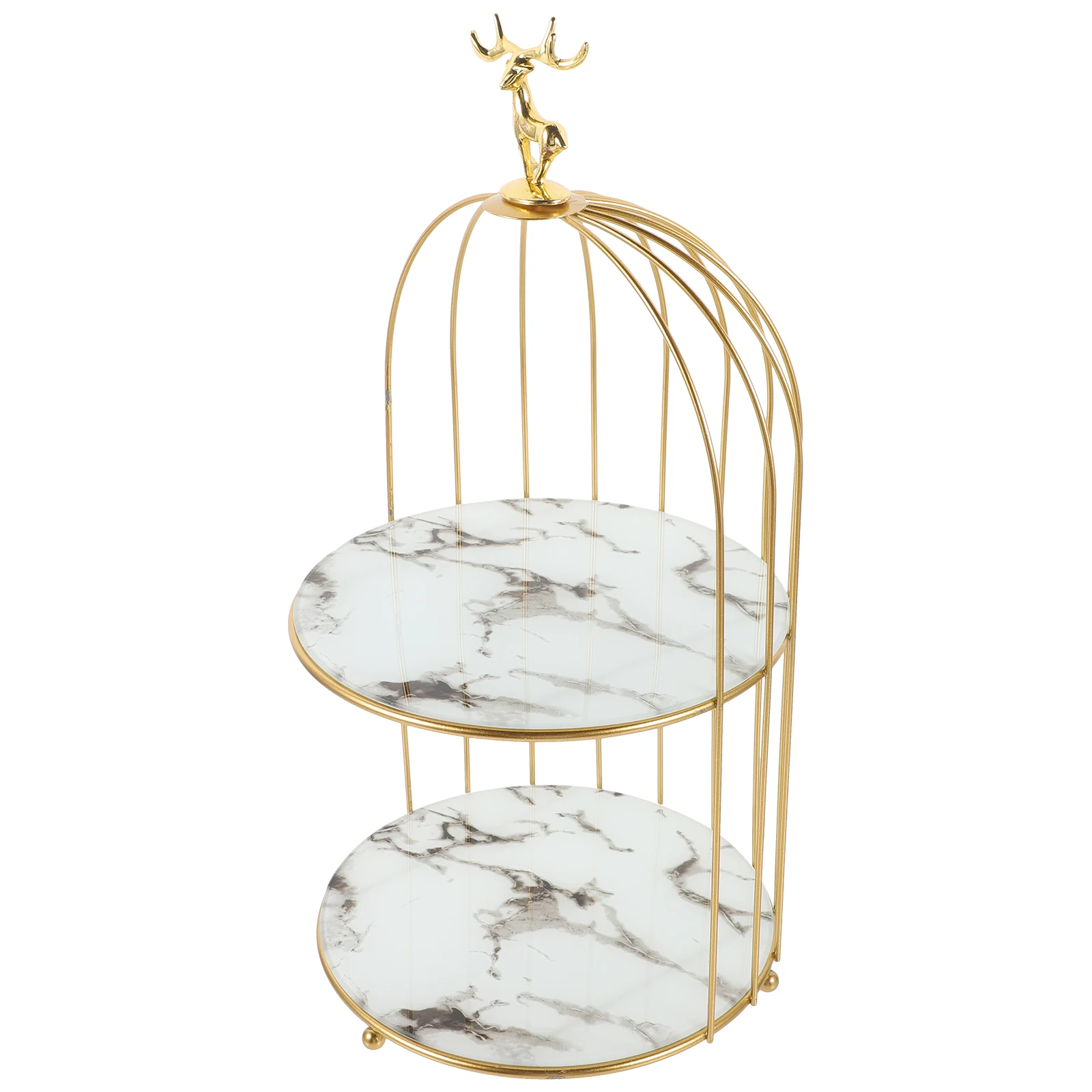 

Deer Head Display Stand Bird Cage Makeup Organizer Cosmetics Storage Rack Iron Dresser Perfume Rack Desktop Storage Solution