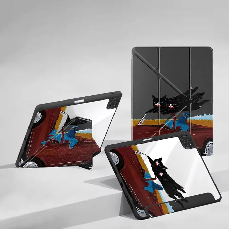 Holder Cover Tablet Case For iPad Pro 11th 10th 9th 8th 7th 12.9inch Mini 6 7 Air 4 5 M3 M2 1 2 M4 11inch Pro 2025 Cartoon Black