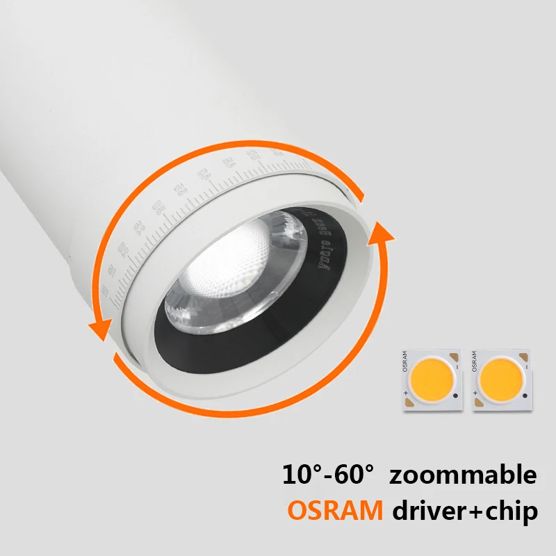 Imagem -02 - Foco Ajustável Led Track Light Spot Light Zoommable Track Spotlight Monofásico Fios Fases Fios 10w 20w 30w