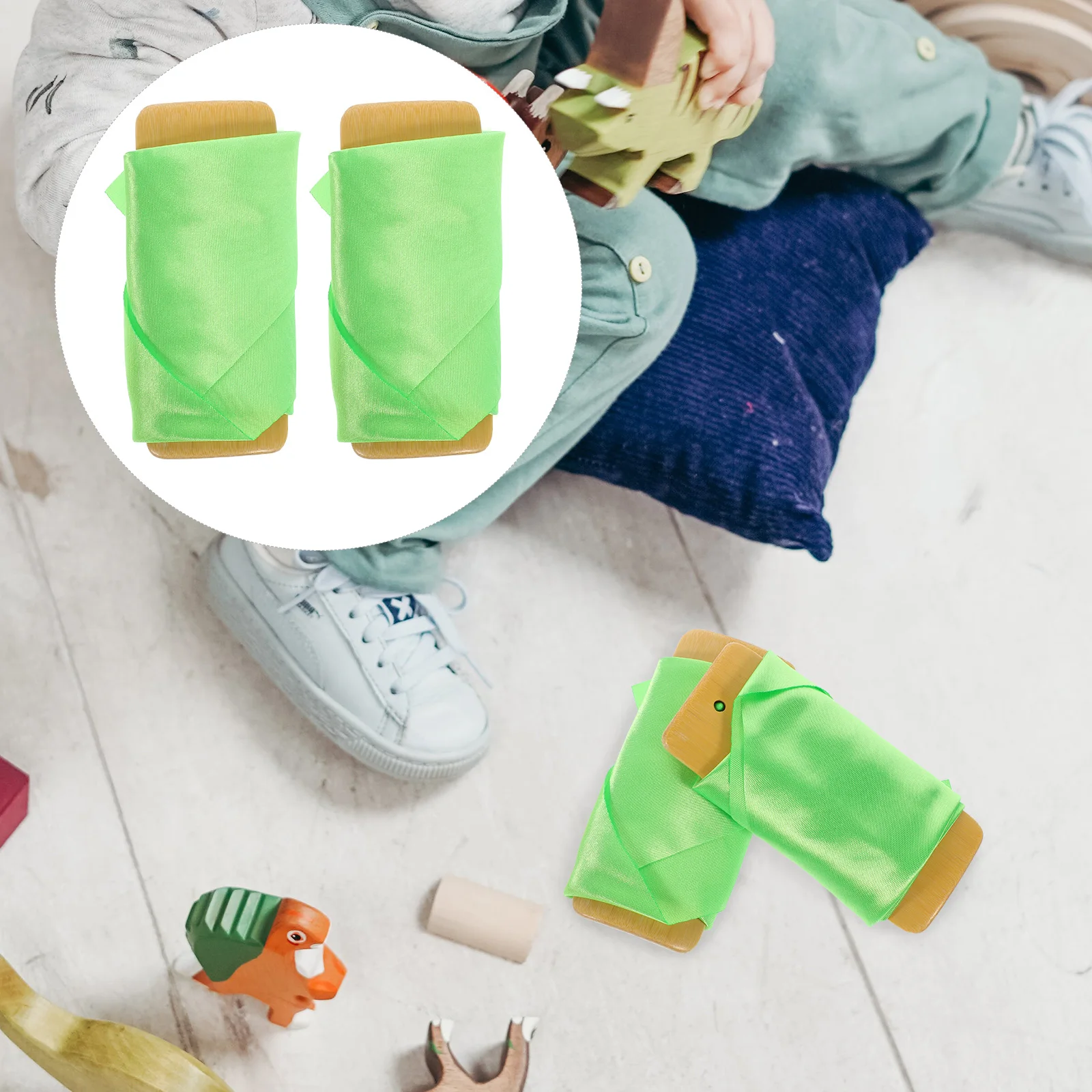 

Green Silk Percussion Instrumentstoy Castanets for Kids Bamboo Clappers Chinese Traditional Kuaiban Wood Sticks Hand