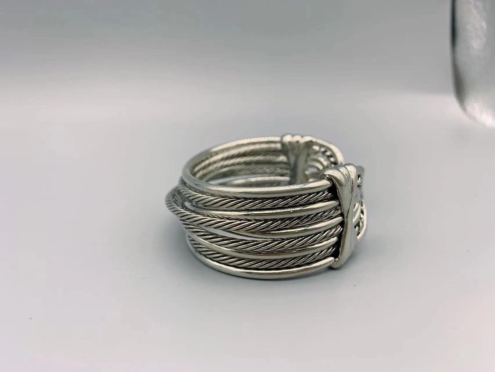 Le Han Jewelry Silver  Crossover Many Row Cuff Bracelet  23 MM