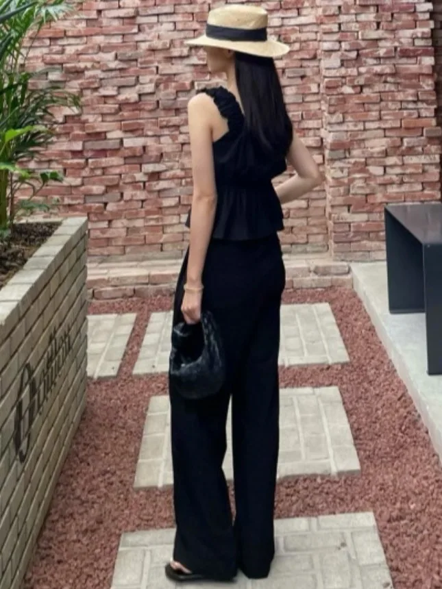 

Ele ort Svel Square Collar White Vest Top for Women Sli Slimming Trendy Summer New Arrival Commute Sle