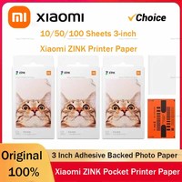 Original Xiaomi ZINK Pocket Printer Paper Self-adhesive Photo Print 10/50/100 Sheets Xiaomi 3inch Mini Printer Papers