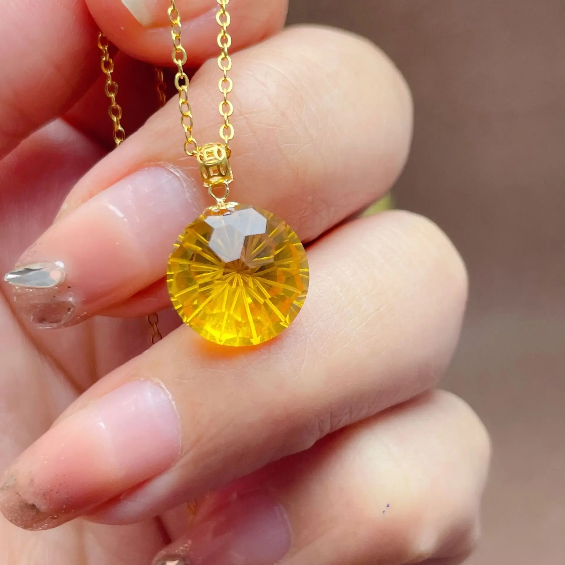 

ZECAA Citrine Fine Jewelry Woman Citrine Pendant With Natural Citrine Gemstone 12*12mm Silver Citrine Pendant Lady Jewelry