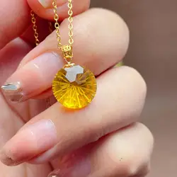 ZECAA Citrine Fine Jewelry Woman Citrine Pendant With Natural Citrine Gemstone 12*12mm Silver Citrine Pendant Lady Jewelry