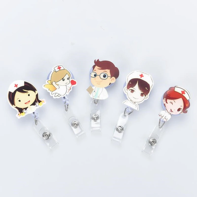 1pc Retractable Badge Reel ID Tag Working Permit Pass Bus Work Name Card Clips Badge Holder Reel Accessories