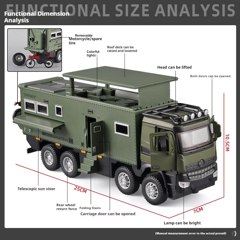 1/32 Camper Legering Model Rebound Geluid En Licht Multifunctionele Simulatie Van Camper Kinderen Jongen Speelgoed Auto Model Kerst