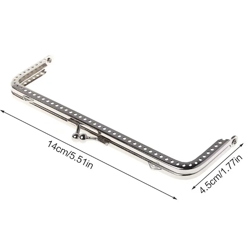 E74B 新シルバーハンドル縫製財布ハンドバッグコインバッグメタルキスクラスプフレーム 15 センチメートル