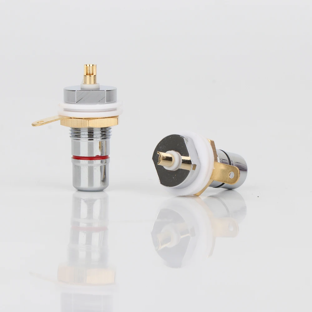 HIFI Audio RCA Female Socket Chassis Rhodium＋gold Plated Copper Jacks Amplifier HiFi Black Red Audio Jacks