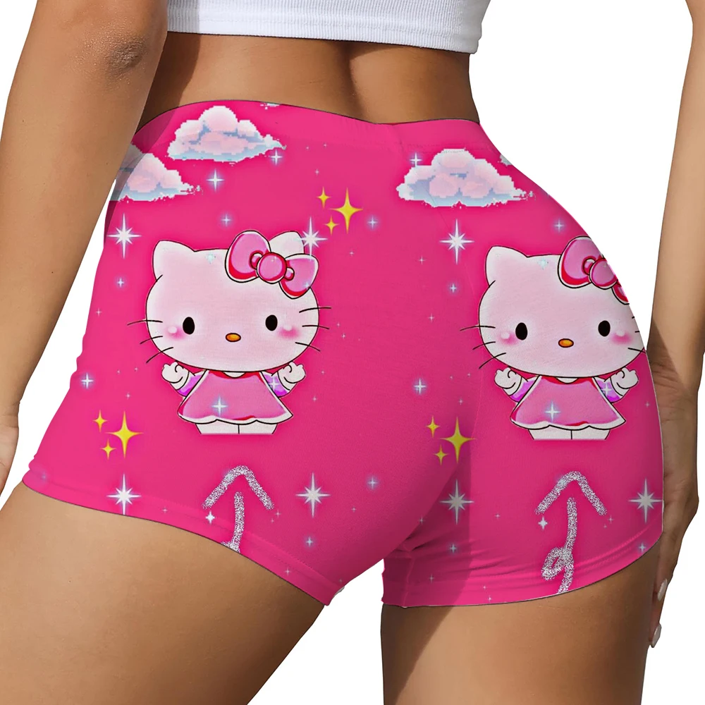 Pantaloncini da yoga da allenamento per yoga da donna personalizzati Hello Kitty Pantaloncini da corsa per motociclisti atletici da palestra