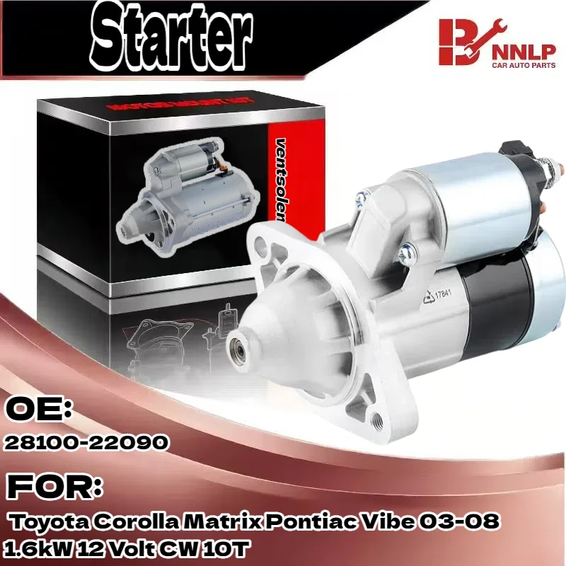 

Starter Motor for Toyota Corolla Matrix Pontiac Vibe 03-08 1.6kW 12 Volt CW 10T 28100-22090