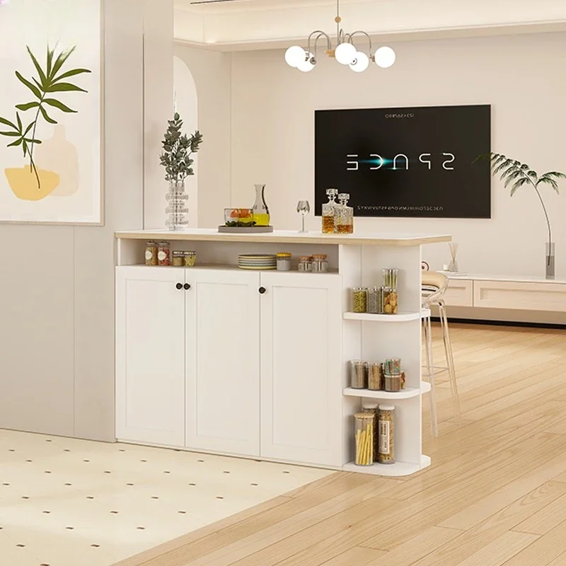 Cream Wind Slate Dining Side Cabinet Small Apartment Multifunctional Bar Counter Partition Cabinet Living Room Large Capacity Lo