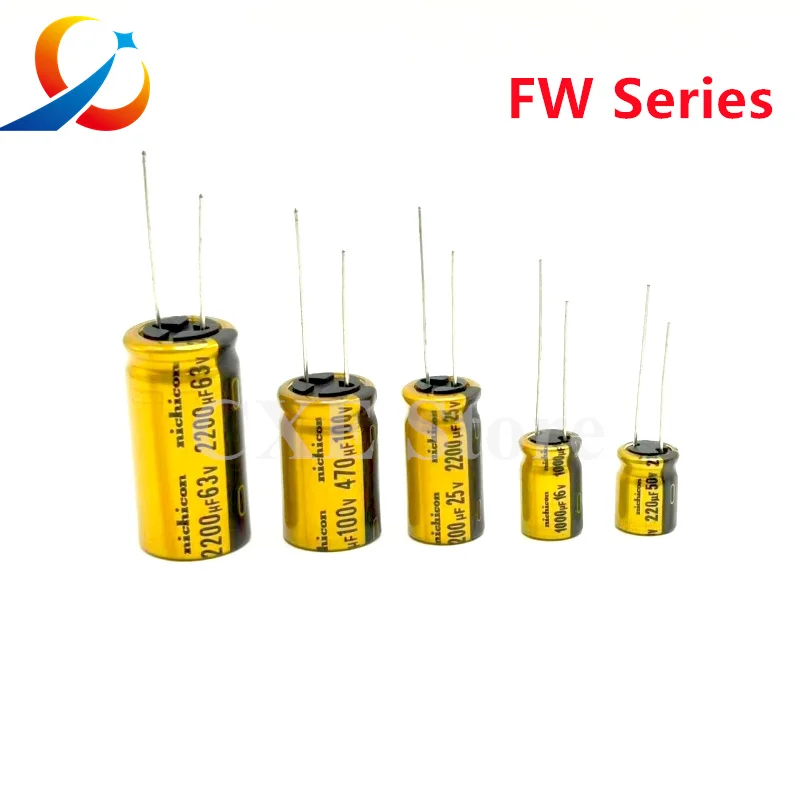 Nichicon Audio Electrolytic Capacitor FW Series 6.3V10V 16V 25V 35V 50V 63V 100V 10UF 22UF 47UF 100UF 220UF 470UF 1000UF 2200UF