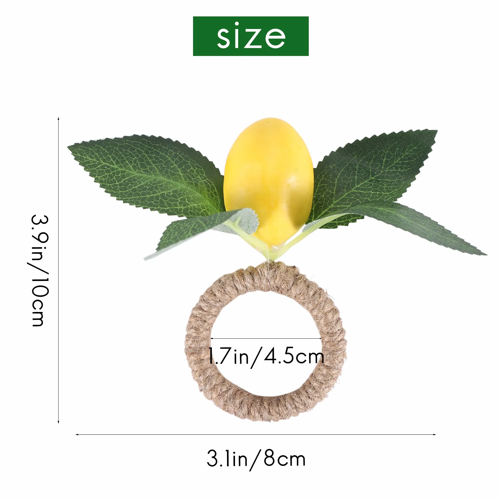시뮬레이션 레몬 식물 냅킨 링 과일 식사 버클, 호텔 모델 룸 냅킨 링, 냅킨 버클 파티 용품, 4 개