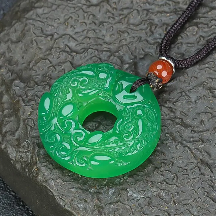 

Jade Emperor Green Chalcedony Agate Pixiu Ping An Buckle Pendant