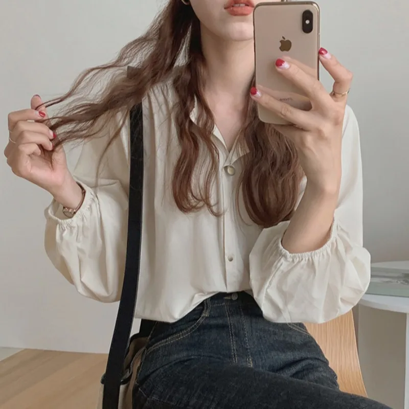 

Весенняя шикарная круглая блузка свободного кроя Ne Long Sve irt Faionable Design Легкая прозрачная женская блузка Ele Simple