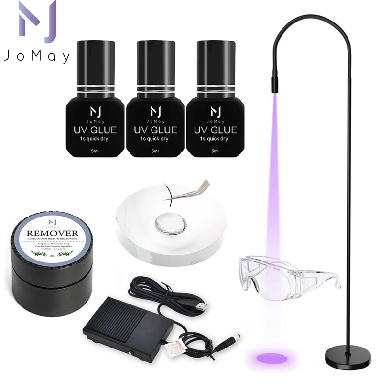 JOMAY UV Glue For Eyelash Extension UV Glue Light Remover Eyelash Glue Goggles Makeup Set  Eye patch eyelash extension remover