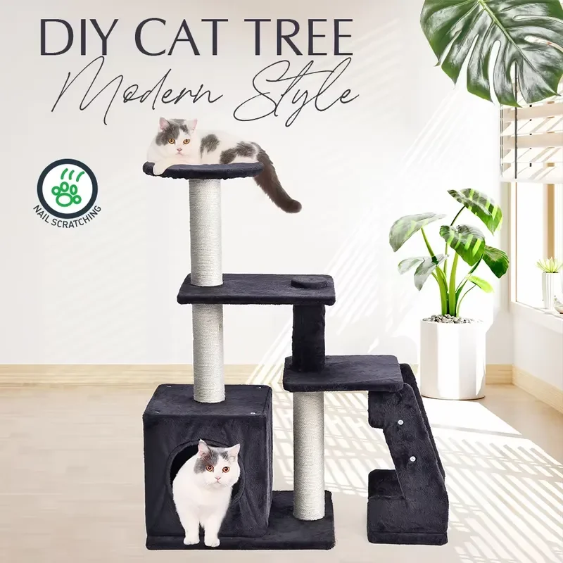 3-In-1 Cat Tree Manufacturer New Design Multi-Level Large Cat Tree 100% Natural Sisal Scratching Post Wall Stairs DIY Cat