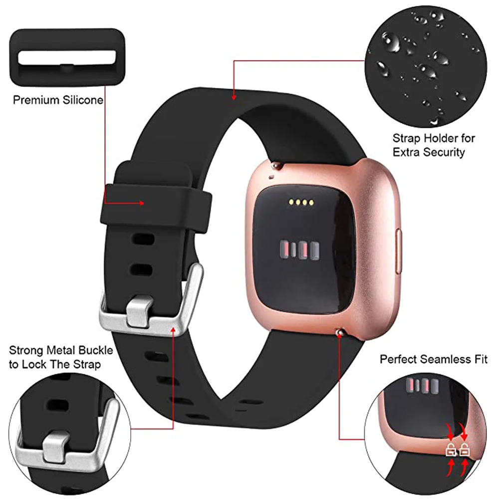 10 Pcs Mềm Silicone Ban Nhạc Cho Ban Fitbit Versa 2 Smart Watch Vòng Đeo Tay Thể Thao Cho Fitbit Versa Lite Không Thấm Nước Dây Đeo Cổ Tay