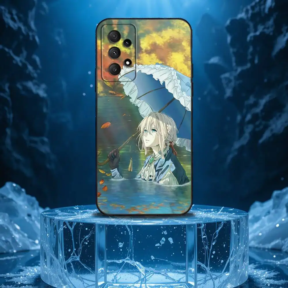 Funda de teléfono V-Violet E-Evergarden para Samsung Galaxy A13, A21s, A22, A31, A32, A52, A53, A71, A80, carcasa negra suave