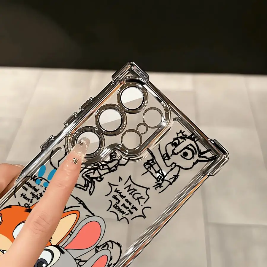 Disney Zootopia Judy Nick Soft Phone Cover Case for Samsung Galaxy S21 Plus S23 S25 Edge S20 FE S22 Ultra S24