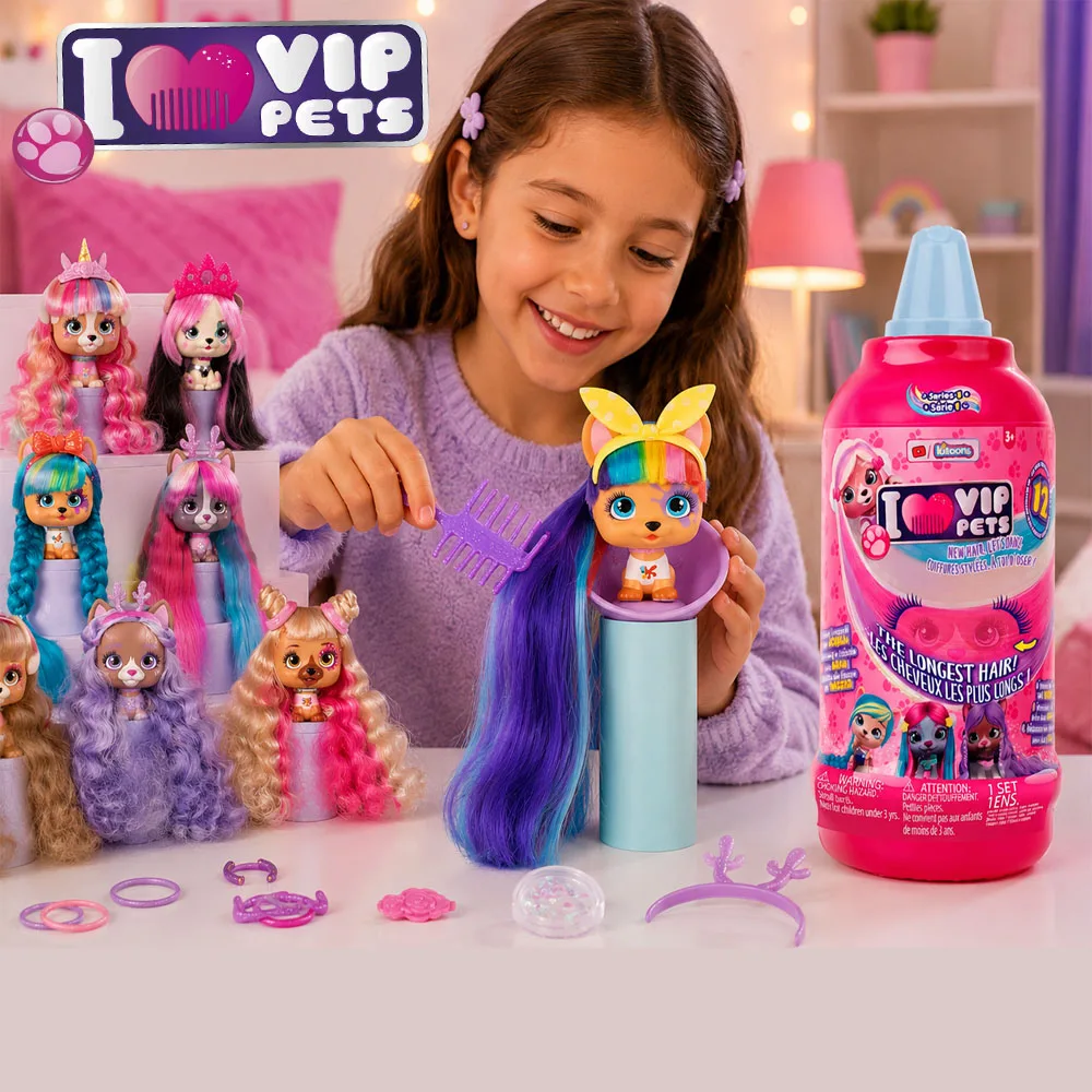 VIP Pets Long Hair Doll Surprise Toy for 9+ Surprises Inside DIY Hair Styling Fashion Pet with  Collectible Toy view 3
