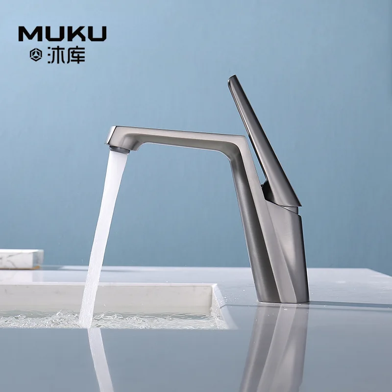 

Muku Black Washbasin Faucet Creative Paper Crane Copper Gun Gray Hot and Cold Water Mixer White Bathroom Crane Tap Basin Faucet