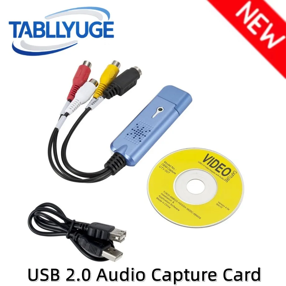 VHS VCR to Digital Converter USB 2.0 Audio Capture Card-Analog Capture Card with RCA Cables For TV DVD VHS Capture Device