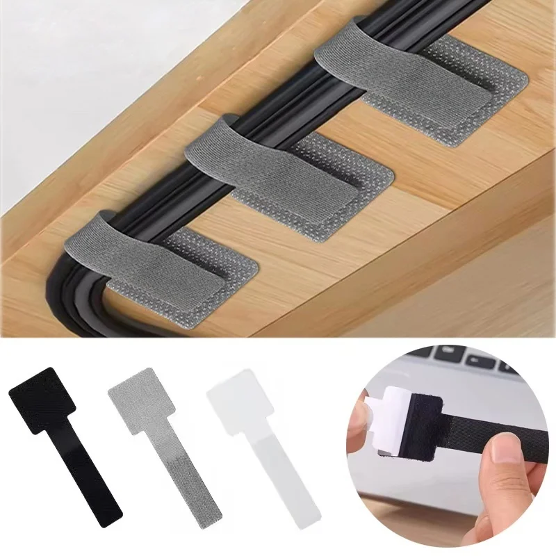 5/10/20Pcs Desk Line Clamp Cable Ties Adhesive Cable Clips Mouse Wire Organizer Management Nylon Cable Ties Reusable Hoop Tape
