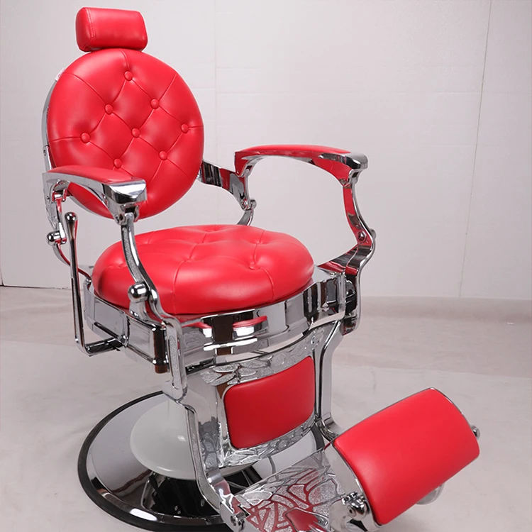 Modern Hair Barber Shop Salon Equipment Leather Beauty Salon Furniture Luxury Style Beauty Barber Chair Gold White Black Metal