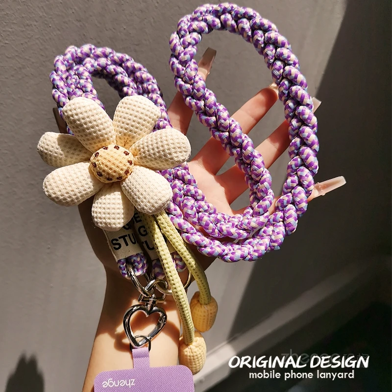 

Новый плетеный шнур через плечо с тремя прядими хвостиками подсолнуха, длинные ремни для уличных сумок, предотвращающих потери телефона