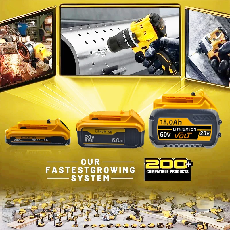 DCB609 MAX Flex volt For Dewalt 60V Battery DCB606 DCB205 DCB206 DCB209 DCD805 Power Tool Battery 20V/60V Battery 18000mAh