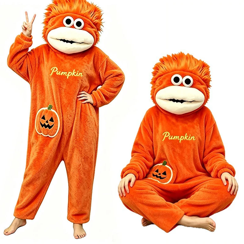 New Adults Onesies Soft Long Sleeves Pajamas Halloween Pumpkin Monster Costumes Women Coral Fleece Fall Winte Outdoors Homewear