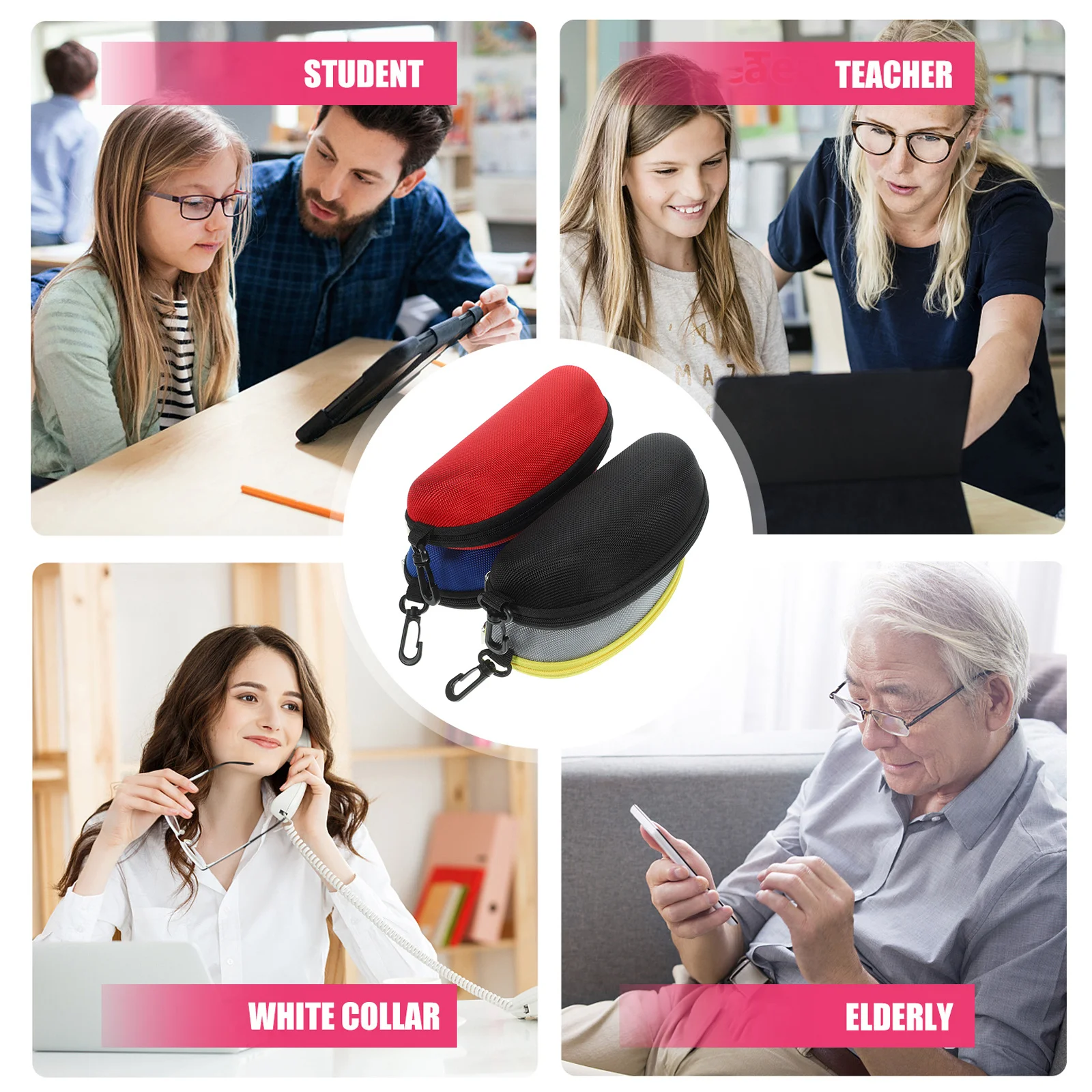 

4Pcs Portable Glasses Boxes Modern Design Smooth Texture Protects Against Impact Dents Marks Great for Home Office Travel