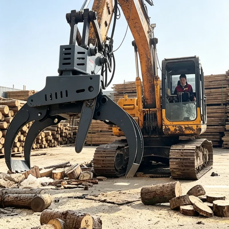 Customized hydraulic grapple saw 360 degree rotator forestry logger timber shear heavy duty wood handler