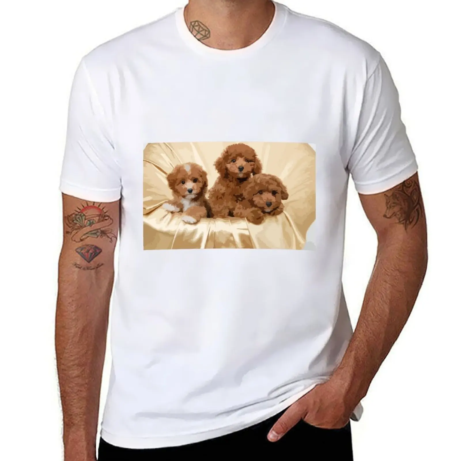 

pack Digital for shirts shirts t Poodle T-Shirt t graphic Painting casual shirt man man t Puppies white for tees man