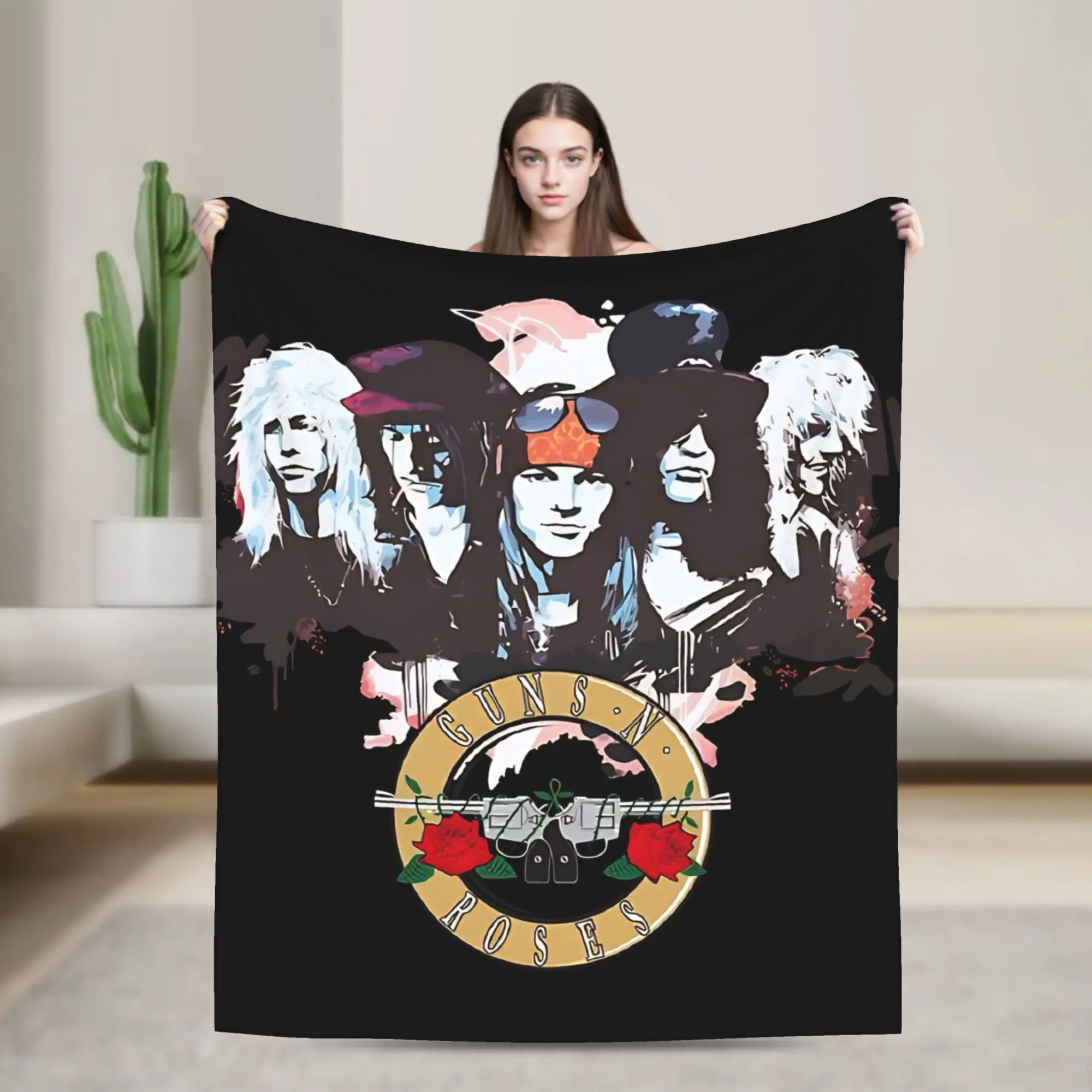 Guns N Roses Band  Blanket  Decorative Flannel Throw Blanket For Couch Bed Soft Warm Custom Quality Bedspread Gift