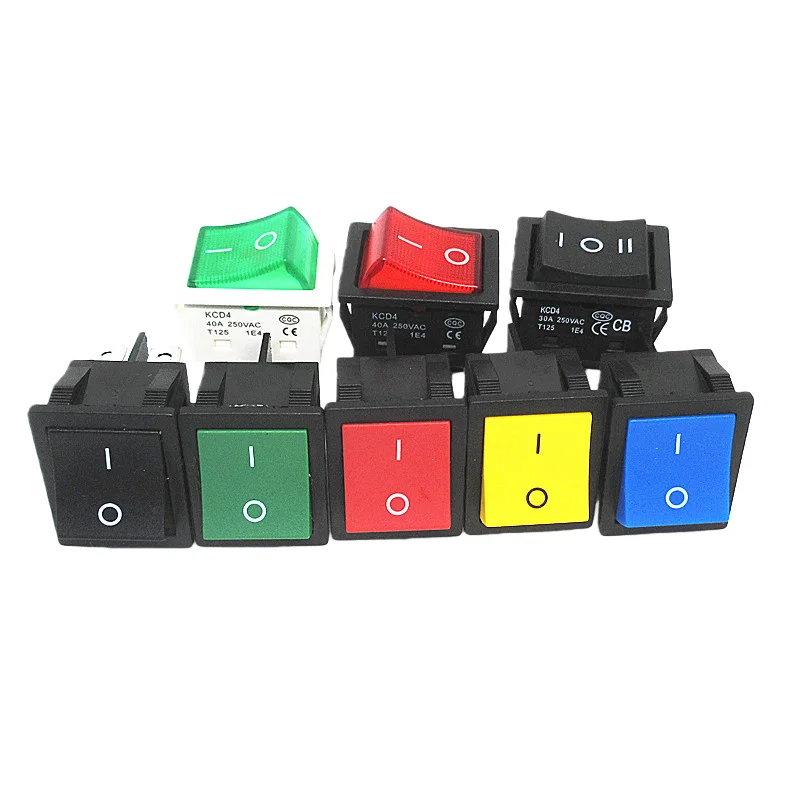 5pcs Welding machine high current boat type switch 40A high power rocker power switch KCD4 with light